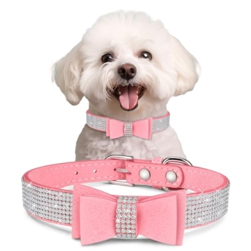 Crystal Dog Collar with Bow Tie - Soft Luxury for Small Breeds