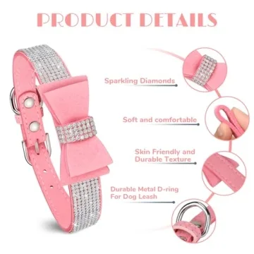 Elegant Crystal Dog Collar with Bow Tie for Small Dogs
