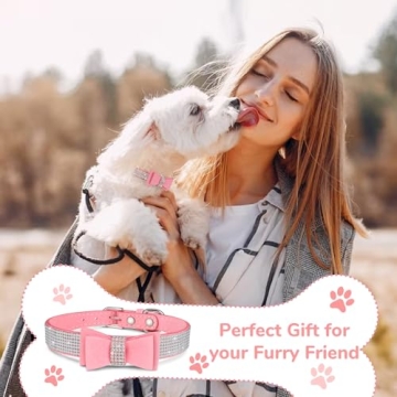 Elegant Crystal Dog Collar with Bow Tie for Small Dogs