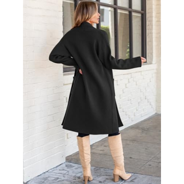 ANRABESS Women's Cardigan Long Sweater Oversized Open Front Knit Duster Coat 2024 Trendy Lady Fall Coatigan Outerwear Black 934heise-L