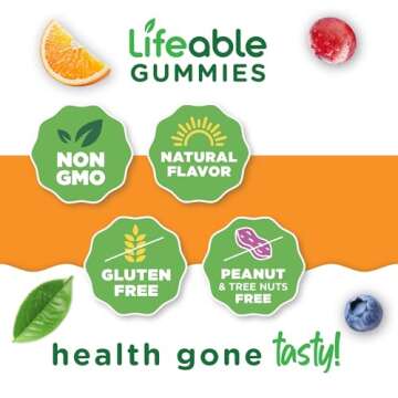 Lifeable Calcium with Vitamin D3 Gummies | Calcium 500 mg D3 1000 IU | Great Tasting Bone Strength Supplements | for Bone Health | Calcium Gummies for Women, Men | 60 Gummies