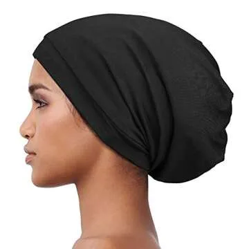 Alnorm Cozy Satin Lined Slouchy Beanie Cap - Soft Elastic Hair Protection