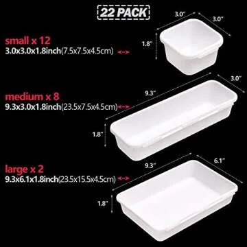 Set of 22 Interlocking Desk Drawer Organizer Tray Dividers Plastic Shallow Narrow Drawers Organizers...