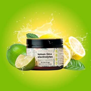 Santa Cruz Paleo Electrolyte Powder Lemon Lime with Himalayan & Sea Salt, Magnesium, Potassium, Sugar-Free, 30 Servings