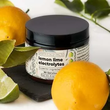 Santa Cruz Paleo Electrolyte Powder Lemon Lime with Himalayan & Sea Salt, Magnesium, Potassium, Sugar-Free, 30 Servings