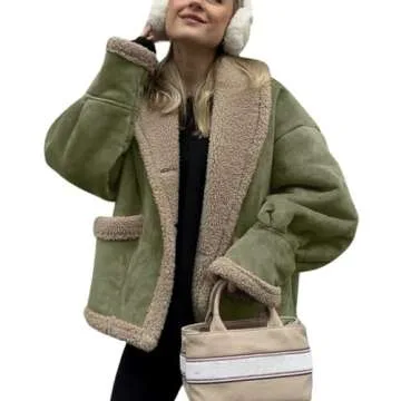Chouyatou Women's Stylish Winter Faux Suede Jacket - Warm & Versatile