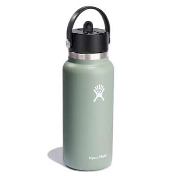 Hydro Flask 32 oz Wide Mouth Insulated Water Bottle with Flex Straw Cap in Agave