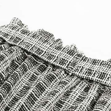 Women Tweed Plaid Skirts High Waist Short Mini Skirt for Fall Casual Bodycon Skirts Black