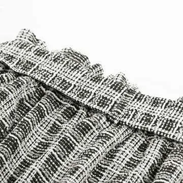 Women Tweed Plaid Skirts High Waist Short Mini Skirt for Fall Casual Bodycon Skirts Black