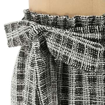 Women Tweed Plaid Skirts High Waist Short Mini Skirt for Fall Casual Bodycon Skirts Black
