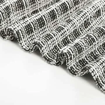 Women Tweed Plaid Skirts High Waist Short Mini Skirt for Fall Casual Bodycon Skirts Black