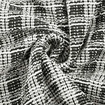 Women Tweed Plaid Skirts High Waist Short Mini Skirt for Fall Casual Bodycon Skirts Black