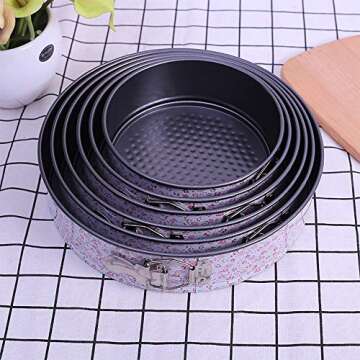 Non-stick Springform Pan Set,7 Sizes of High-carbon Steel Cake Pans, Leak-proof Bakeware Cheesecake Pan with Quick Release Clips & Removable Bottom (Set-1)