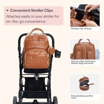 BabbleRoo Leather Diaper Bag Backpack for Parents