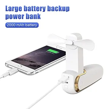 Ideapro USB Rechargeable Handheld Fan with Power Bank & Flashlight