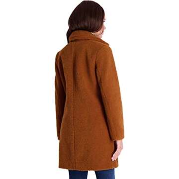 Stylish Women’s 3/4 Faux Shearling Coat Cognac