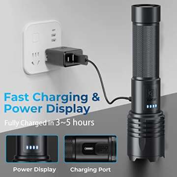 Alicegirl Rechargeable 990000 High Lumens LED Flashlights 2 Pack, Super Bright Flashlight with 3 Modes, IPX6 Waterproof, Powerful Handheld Flash Light for Home Camping Emergency (Black)