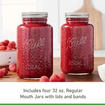 Ball Jar Rose Vintage Regular Mouth Quart Canning Jars, 4-Pack, 4 Pack