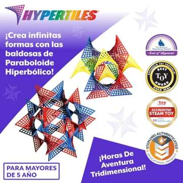 HyperTiles Hyperbolic Building Toy - 3" x 3" STEM Educational 3-Dimensional Adventure: 48 Tiles & 80...