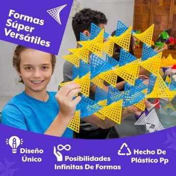 HyperTiles Hyperbolic Building Toy - 3" x 3" STEM Educational 3-Dimensional Adventure: 48 Tiles & 80 Connectors for Logic & Creativity - Infinite Shapes that Flex and Hinge - by Fun In Motion Toys