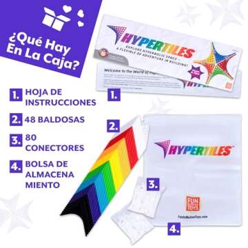 HyperTiles Hyperbolic Building Toy - 3" x 3" STEM Educational 3-Dimensional Adventure: 48 Tiles & 80 Connectors for Logic & Creativity - Infinite Shapes that Flex and Hinge - by Fun In Motion Toys