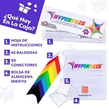 HyperTiles Hyperbolic Building Toy - 3" x 3" STEM Educational 3-Dimensional Adventure: 48 Tiles & 80 Connectors for Logic & Creativity - Infinite Shapes that Flex and Hinge - by Fun In Motion Toys