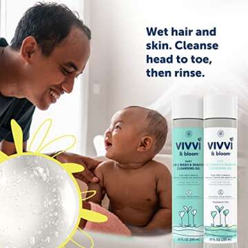 Vivvi & Bloom Gentle 2-in-1 Baby Wash & Shampoo Cleansing Gel, Leaves Sensitive Skin Feeling Healthy...