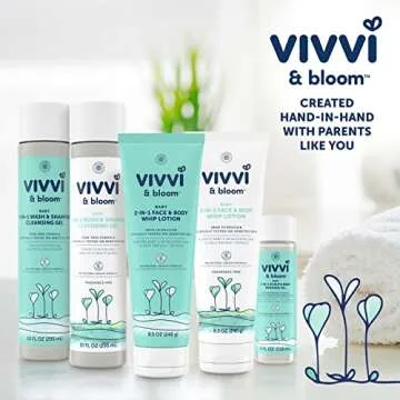 Vivvi & Bloom Gentle 2-in-1 Baby Wash & Shampoo Cleansing Gel, Leaves Sensitive Skin Feeling Healthy & Moisturized, Tear-Free, Formulated Without sulfates, paraben, and Dyes, 10 fl. Oz