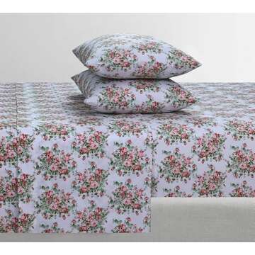 Feather & Stitch Softest 100% Cotton Sheets, 300 Thread Count Percale Weave Bedding, 16" Deep Pocket...