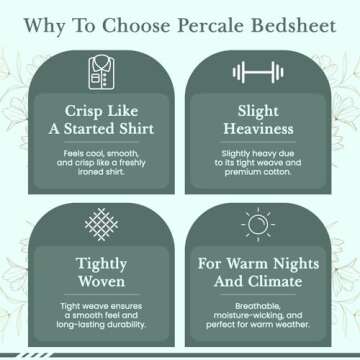 Feather & Stitch Softest 100% Cotton Sheets, 300 Thread Count Percale Weave Bedding, 16" Deep Pocket, Cooling Sheets, Breathable Bed Set, Hotel Premium Quality (Queen, Floral)