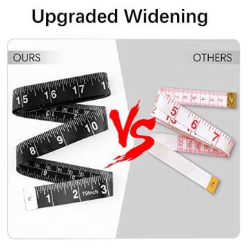 REIDEA Clothing Measure Tape Dual Sided, 79in/200cm Soft Fabric Tape Measure for Body Measurement Fitness, Weight Loss, Measuring Waist, Thighs, Arms, Sewing Clothing Tailor, Black