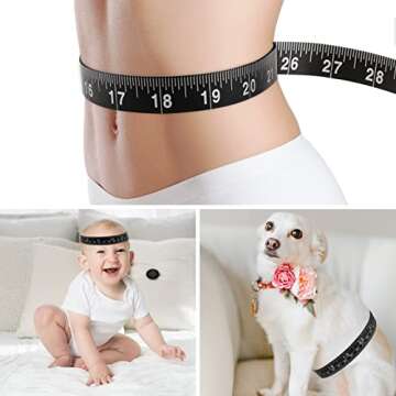 REIDEA Clothing Measure Tape Dual Sided, 79in/200cm Soft Fabric Tape Measure for Body Measurement Fitness, Weight Loss, Measuring Waist, Thighs, Arms, Sewing Clothing Tailor, Black