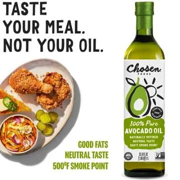 Chosen Foods 100% Pure Avocado Oil, Keto and Paleo Diet Friendly, Kosher Oil for Baking, High-Heat Cooking, Frying, Homemade Sauces, Dressings and Marinades (1lt 2-Pack)