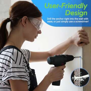 Premium Splitting Nylon 66 Self-Drilling Drywall Anchors and Screws Kit | Used On Drywall, Plaster Board, Sheetrock, Gypsum, Hollow Wall | 10#8X 1-1/4 Philips Screws and 10 Plastic Anchors - 90 Lbs