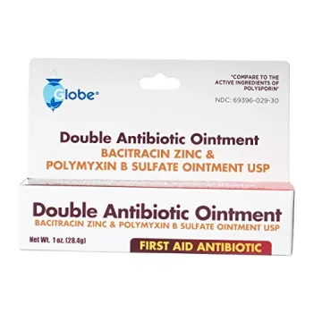 Globe First Aid Topical Antibiotic Ointment with Bacitracin Zinc & Polymyxin B Sulfate, Infection Protection & Wound Care Without Neomycin 1 oz Tube