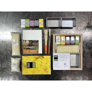 R&F Handmade Paints - Professional Encaustic Paint - Starter Kit, 14 Piece Set