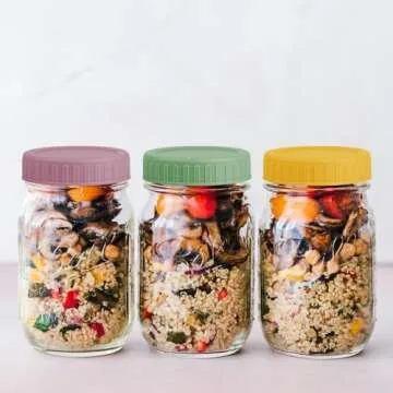 Vaincre 8PCS Mason Jar Lids - Colored Plastic Mason Lids Regular Mouth, Leak Proof Canning Covers with Silicone Rings for Ball, Kerr and More, Reusable Can Tops Caps Covers for Jars