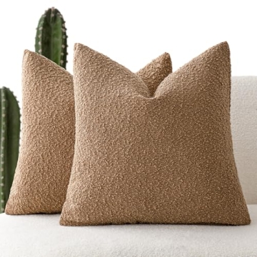 Foindtower Accent Solid Pillow Cases Textured Boucle Throw Pillow Covers Cozy Modern Decorative Couc...