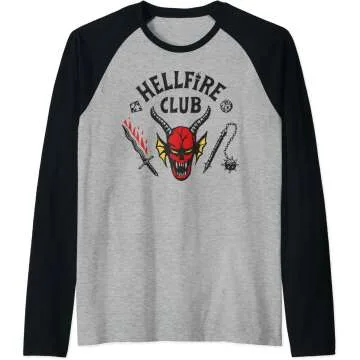 Stranger Things 4 Raglan Baseball Tee - Hellfire Club