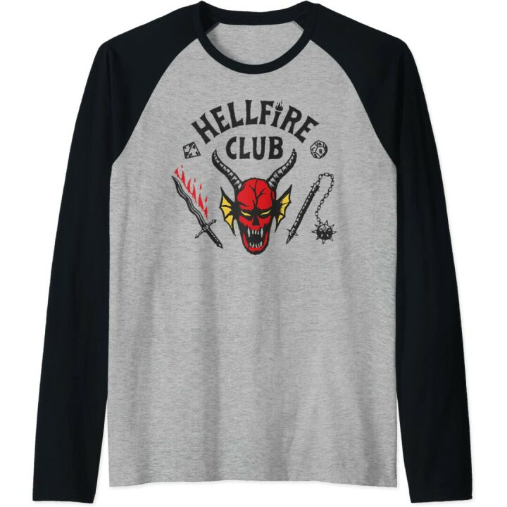 Stranger Things 4 Raglan Baseball Tee - Hellfire Club