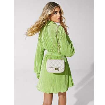 LL LOPPOP Split Leather Crossbody Bags for Women,Trendy Quilted Purse,Small Shoulder Bag with Adjustable Chain Strap 203802A