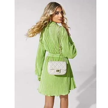 LL LOPPOP Split Leather Crossbody Bags for Women,Trendy Quilted Purse,Small Shoulder Bag with Adjustable Chain Strap 203802A