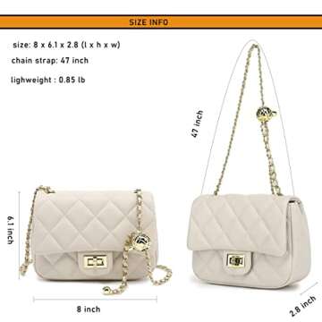 LL LOPPOP Split Leather Crossbody Bags for Women,Trendy Quilted Purse,Small Shoulder Bag with Adjustable Chain Strap 203802A