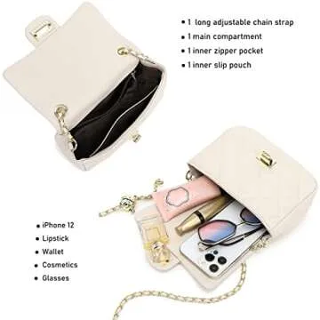 LL LOPPOP Split Leather Crossbody Bags for Women,Trendy Quilted Purse,Small Shoulder Bag with Adjustable Chain Strap 203802A