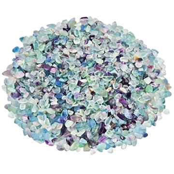 SUNYIK Fluorite Tumbled Chips Stones - Irregular Crushed Quartz (1lb)