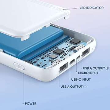 Portable Charger 2-Pack 10000mAh Power Bank High Capacity Power Bank Ultra Slim External Phone Battery Pack with Dual Input & Output for iPhone 12 Pro, Galaxy S10, Pixel 4
