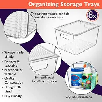 ClearSpace Plastic Storage Bins with Lids X-Large – Perfect Kitchen Organization or Pantry Storage – Fridge Organizer, Pantry Organization and Storage Bins, Cabinet Organizers