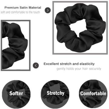 IVARYSS Scrunchies for Hair Sleep, Premium Satin Soft Than Silk for Women Curly Hair, Cute Bands Tie...