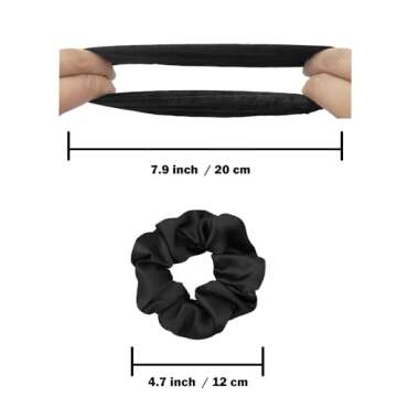 IVARYSS Scrunchies for Hair Sleep, Premium Satin Soft Than Silk for Women Curly Hair, Cute Bands Ties for Girls Thin | Thick Hair Styling, 12 Pack, Black