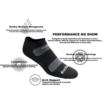 Saucony Men's No-Show Athletic Socks for Performance Comfort